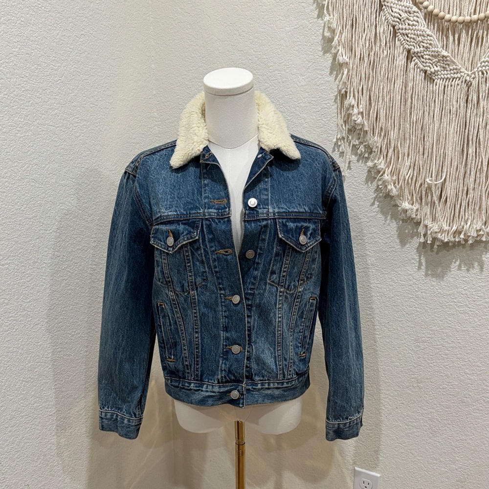 Victoria's Secret Blue Jean Jacket with Cream Collar